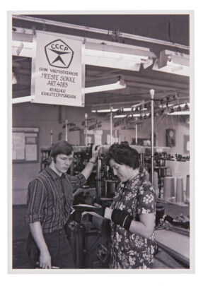 Manufacturing men's socks at Punane Koit textile factory