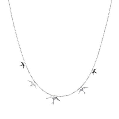 Silver Necklace with Sparrows